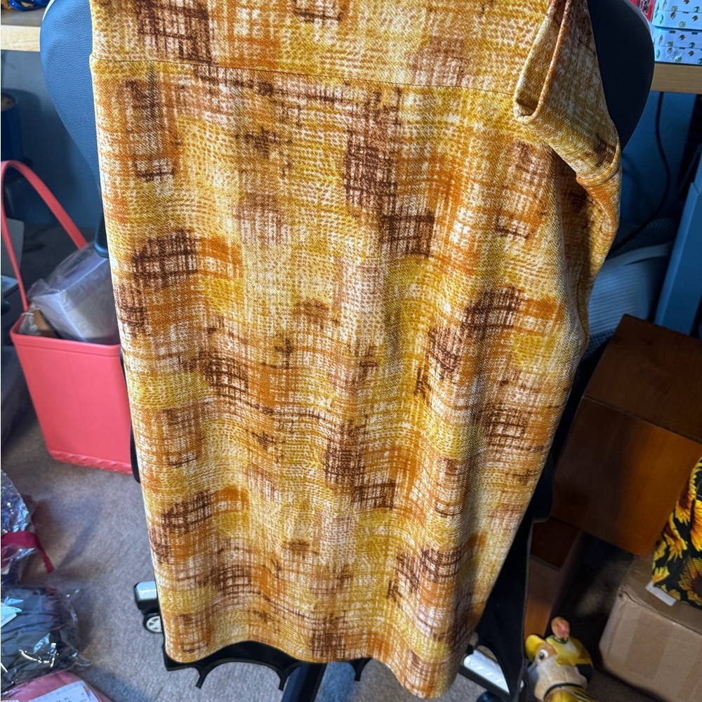 LuLaRoe Orange and Yellow Plaid Dress